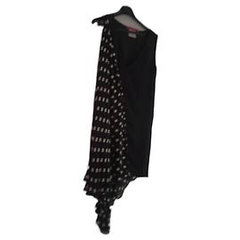 Emanuel Ungaro Schwarzes Seidenkleid mit gepunktetem Schleier