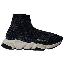 Balenciaga Glitter Speed Sneaker aus schwarzer Viskose
