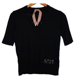 N21 KURZÄRMLIGER PULLOVER MIT V-AUSSCHNITT MIT LOGO-PATCH - Autre Marque