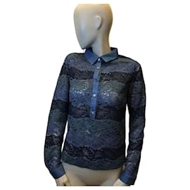 Blue lace long sleeve blouse - Autre Marque