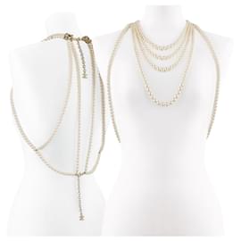 Collana corpo multistrato di perle rosa da passerella - Chanel