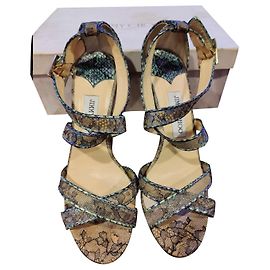 Sandali Elaphe metallizzati con pizzo olografico Jimmy Choo