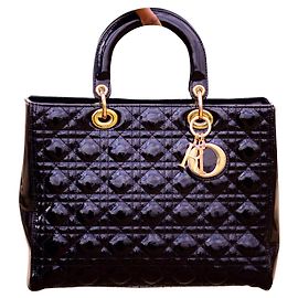 Borsa Christian Dior Lady Dior in pelle verniciata nera