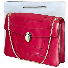 Borsa a mano Bulgari Serpenti in pelle rossa