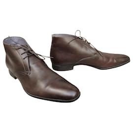 Stivaletti Chukka Santoni in pelle marrone scuro 41