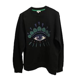 Kenzo Sweatshirt aus schwarzer Baumwolle mit Logo Stickerei