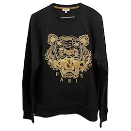 Kenzo Sweatshirt aus schwarzer Baumwolle mit Logo Stickerei