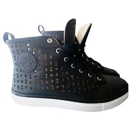 Hermès Jimmy Sneaker aus schwarzem Leder