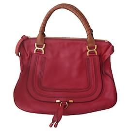 Chloé Marcie Handtasche großes Modell dunkelrot genarbtes Leder