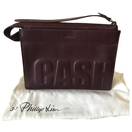 3.1 Phillip Lim Leather Clutch Bag Dark Red