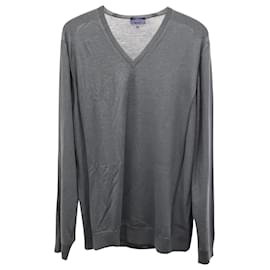 Lanvin Pullover mit V-Ausschnitt aus grauer Merinowolle