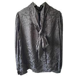 Schwarze Bluse von Saint Laurent mit Rosenmuster