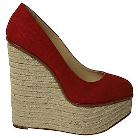 Décolleté con zeppa e plateau Carmen espadrillas Charlotte Olympia in tela rossa