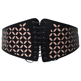 Alaïa Cintura Alaia Busier Taglio Laser in Pelle Nera