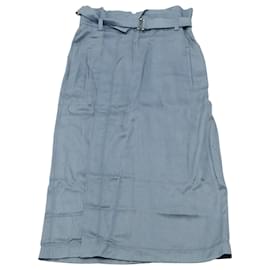Gonna midi Tibi con cintura in Lyocell blu