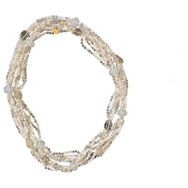 Autre Marque Collana Lunga in Pasta di Vetro Gripoix Bianca Traslucida