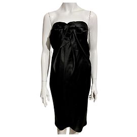 Halston Heritage Vestido de seda sem alças de seda martelada