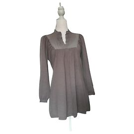 Bel Air Tunika Pullover aus Seide und Kaschmir Taupe