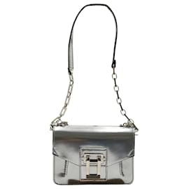 Proenza Schouler PS1 Mini Borsa A Tracolla in Pelle di vitello Metallizzato Argento