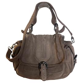 Borsa a mano Kenzo in pelle di cervo marrone scuro