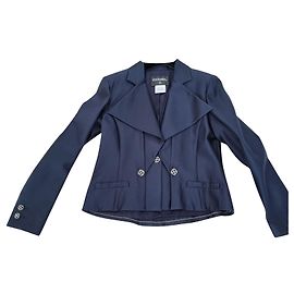 CHANEL nachtblauer Anzug aus Baumwolle/Seide T44 wie neu + Hülle