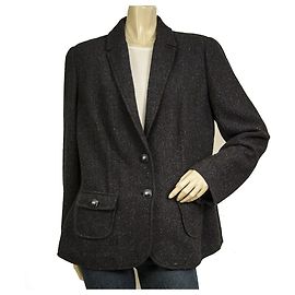 Luisa Spagnoli Blaue Woll-Seiden-Mischung Taillierte Zwei-Knopf-Blazer-Jackengröße 48