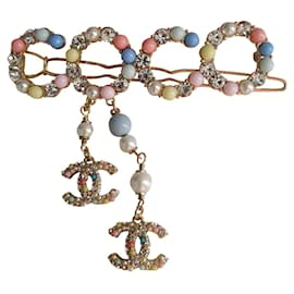 Fermaglio per capelli Chanel oro metallizzato