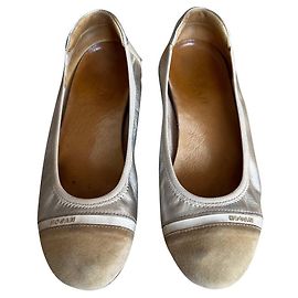 Ballerine Hogan beige e oro in pelle metallizzata