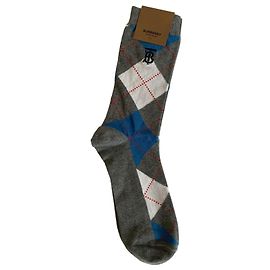 Meias Burberry de algodão cinza