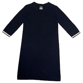 Abito Uniforme Chanel Blu Navy Cotone Lana M