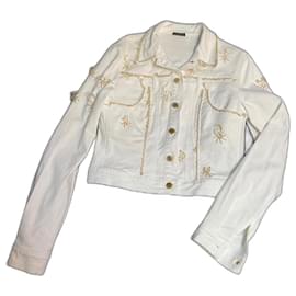 Chaqueta vaquera blanca ROCCOBAROCCO con botones dorados