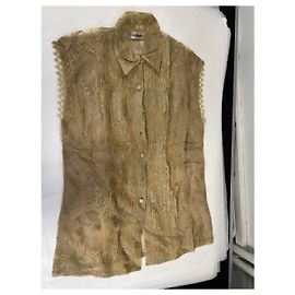 Jean Louis Scherrer Blusa de encaje sin mangas beige
