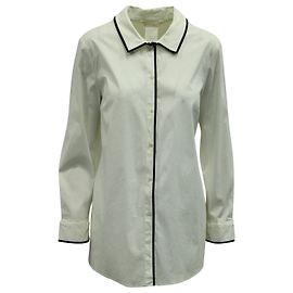 Autre Marque Camicia con bottoni S Max Mara con piping in cotone bianco