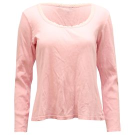 Jersey de cuello redondo con ribete de encaje en algodón rosa de Ralph Lauren