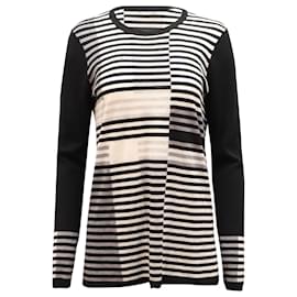 Vince Pullover mit Intarsienstreifen aus schwarzer Wolle
