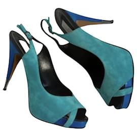 Zapatos de tacón Nando Muzi de ante azul talla 40