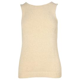Top sin mangas de punto Theory de algodón beige