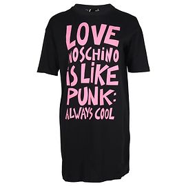 Love Moschino Graphic Slogan Print T-Shirt-Kleid aus schwarzer Baumwolle