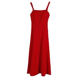 Vestido midi sin mangas Staud con botones en algodón rojo