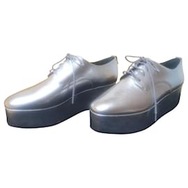 Calvin Klein Sapatos de amarrar em couro prateado