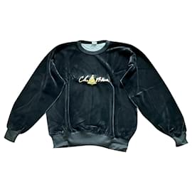 Sonia Rykiel Sweatshirt aus schwarzem Samt mit Goldstickerei