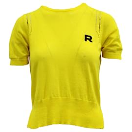 Rochas Strick-T-Shirt aus gelber Baumwolle