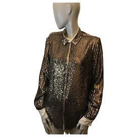Autre Marque Blusa con paillettes bianco sporco e oro