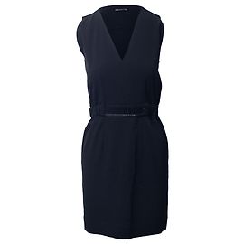 VESTIDO VAQUERO CON CUELLO EN V DE BALENCIAGA EN TRIACETATO NEGRO