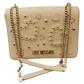 Borsa a mano Moschino in pelle beige