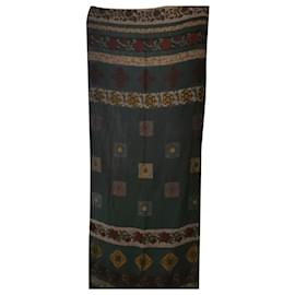 Kenzo Sciarpa in cotone con motivi floreali nero blu rosso bronzo