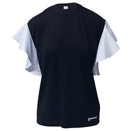 Camiseta extragrande con mangas con volantes y rayas en algodón negro de Burberry