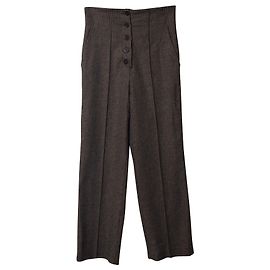 Nanushka Houndstooth Straight Cut Trousers in Brown Polyester 
