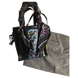 Balenciaga Graffiti Handtasche aus Leder Schwarz Mittel