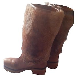 Autre Marque Botas de piel marrón oscuro